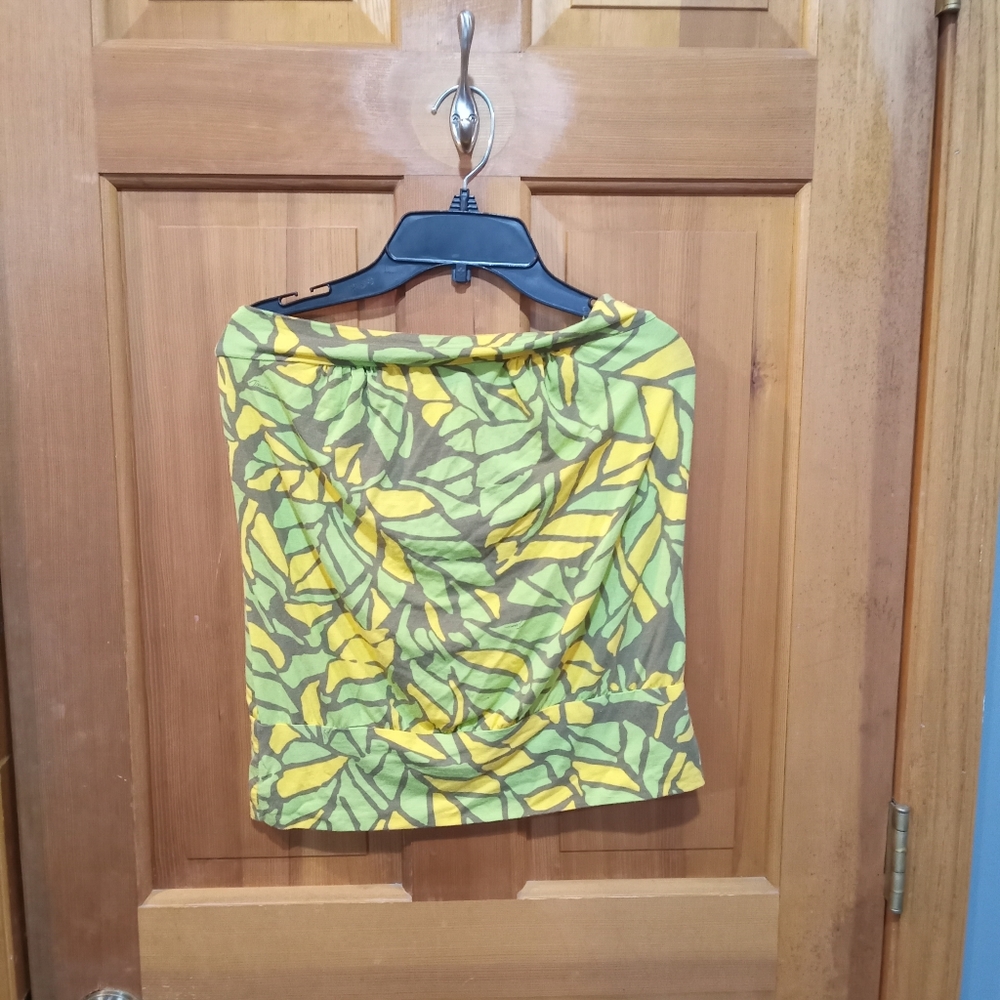 Trina Turk yellow green sleeveless crop size S